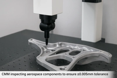 CMM inspecting aerospace components to ensure ±0.005mm tolerance